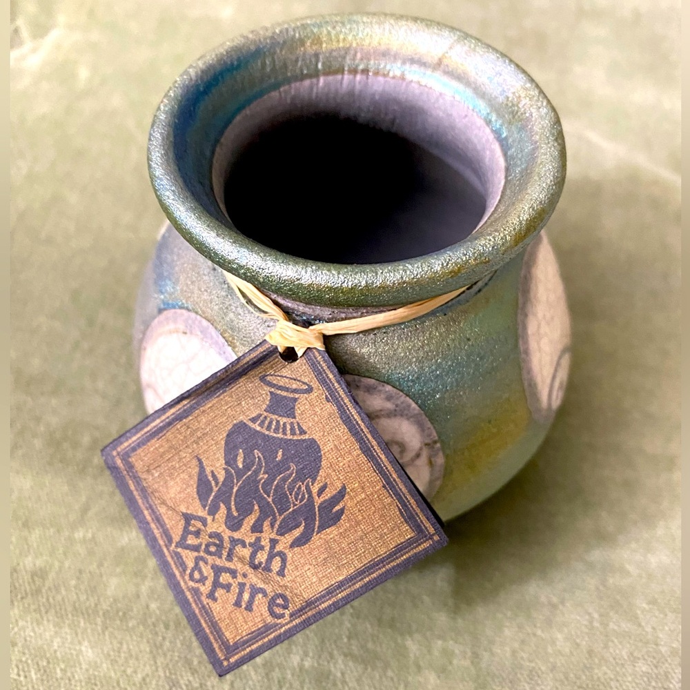 Raku Pottery Works Earth & Fire Pot Handmade Ceramic Signed by Jeremy Miller